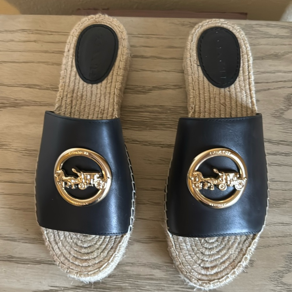 Coach Corey espadrille sandal black, like new size 8